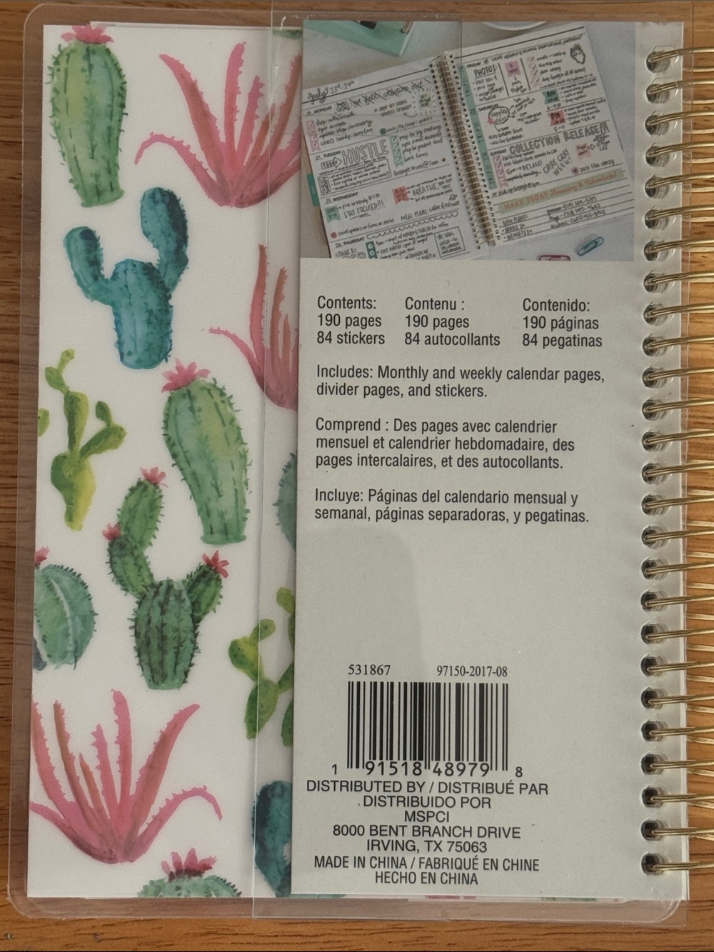 Recollections Cactus Spiral Planner & Sticker Sheet - Pink, Green, Blue - Picture 2 of 9